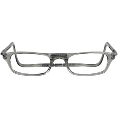 Clic original expandable reading glasses smoke with neck headband for secure storage.