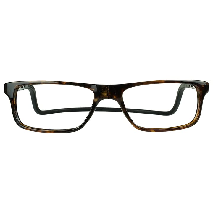 Clic reading glasses around the neck with soft headband for easy reach