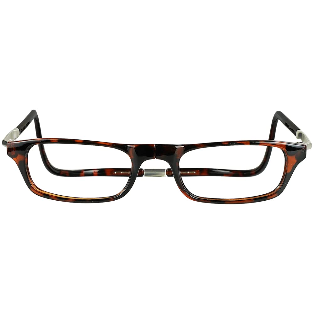 Clic reading glasses worn around the neck using a durable headband for easy reach.