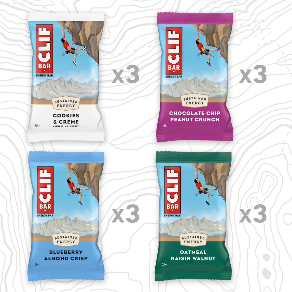 CLIF BAR Chocolate Chip Peanut Crunch bar close up highlights nutty crunch.