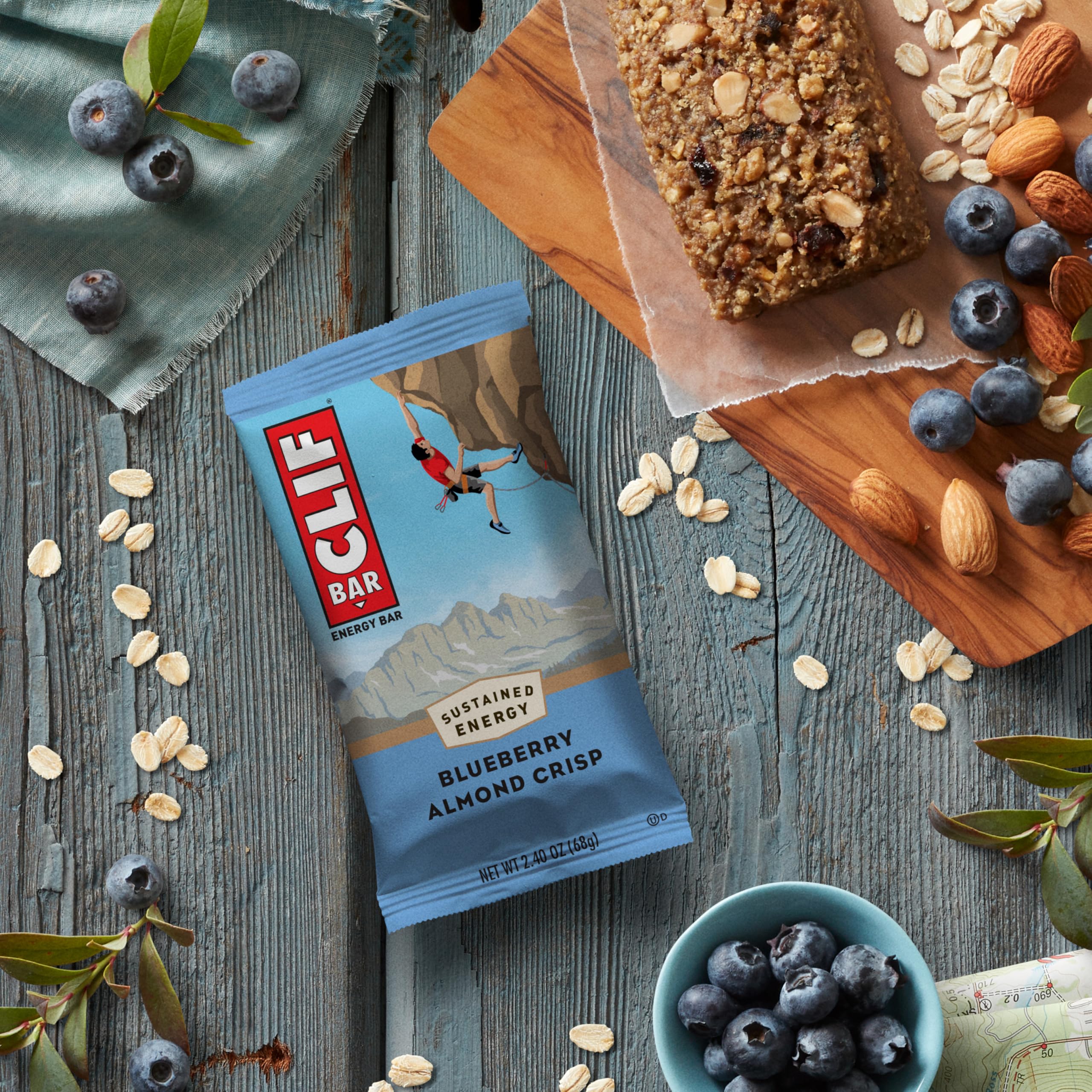 CLIF BAR energy snack carried in a backpack on a trail.