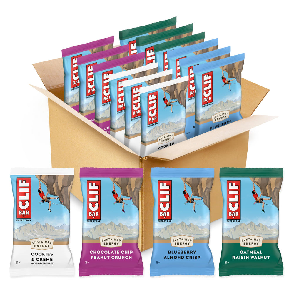 CLIF BAR Variety Pack box shown for on the go energy.