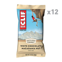Close-up of CLIF Bar with macadamia nuts and white chocolate details