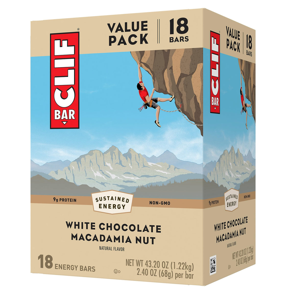 CLIF Bar white chocolate macadamia nut packaging for on the go energy