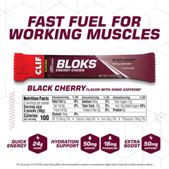 Close-up of CLIF BLOKS Black Cherry chews highlighting chewy texture