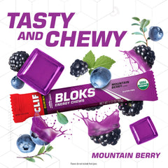Close-up of Mountain Berry chews showing texture for quick energy