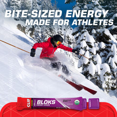Textured soft chews highlight tangy berry flavor for easy chew during runs