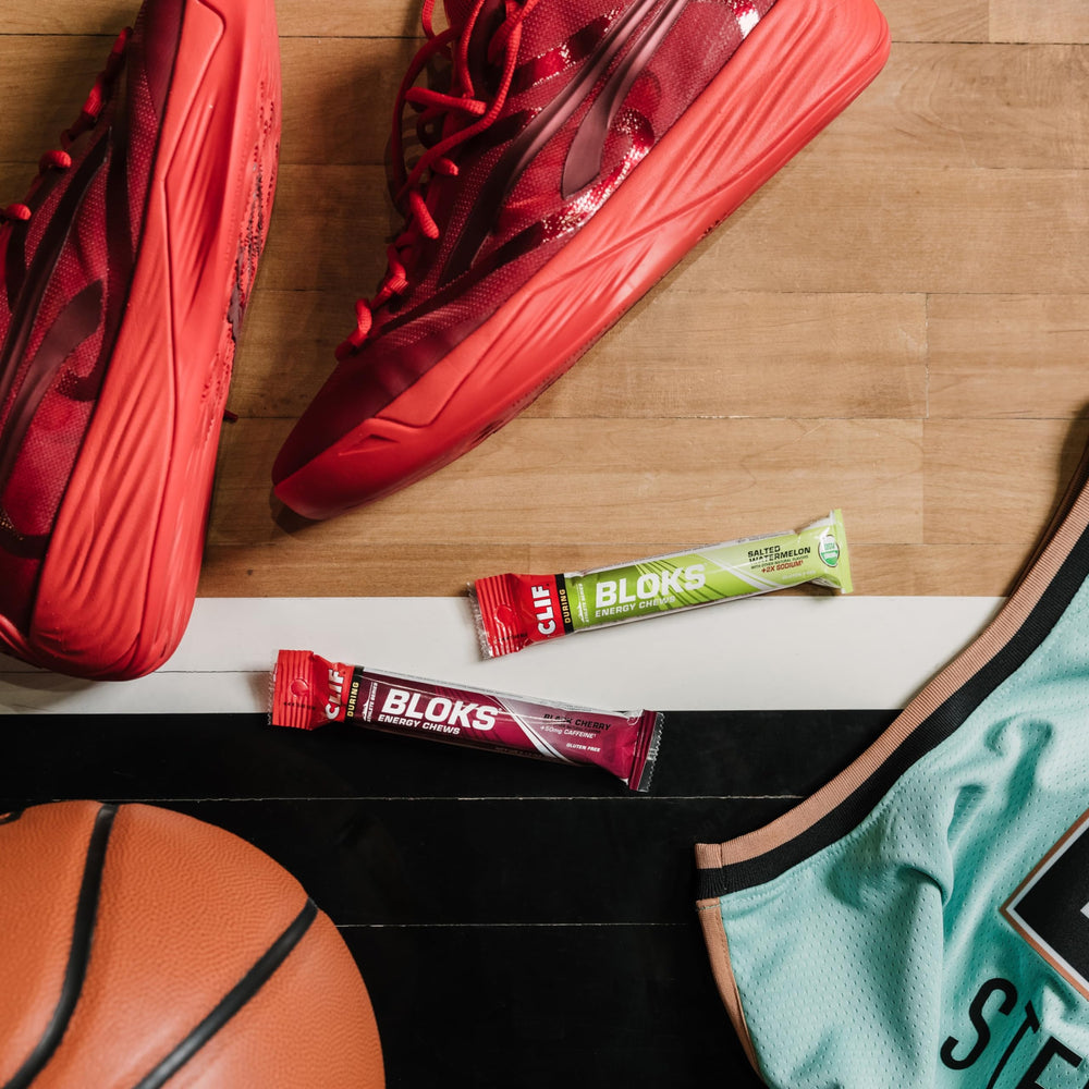 On-the-go use of CLIF BLOKS fueling cycling or running workouts.