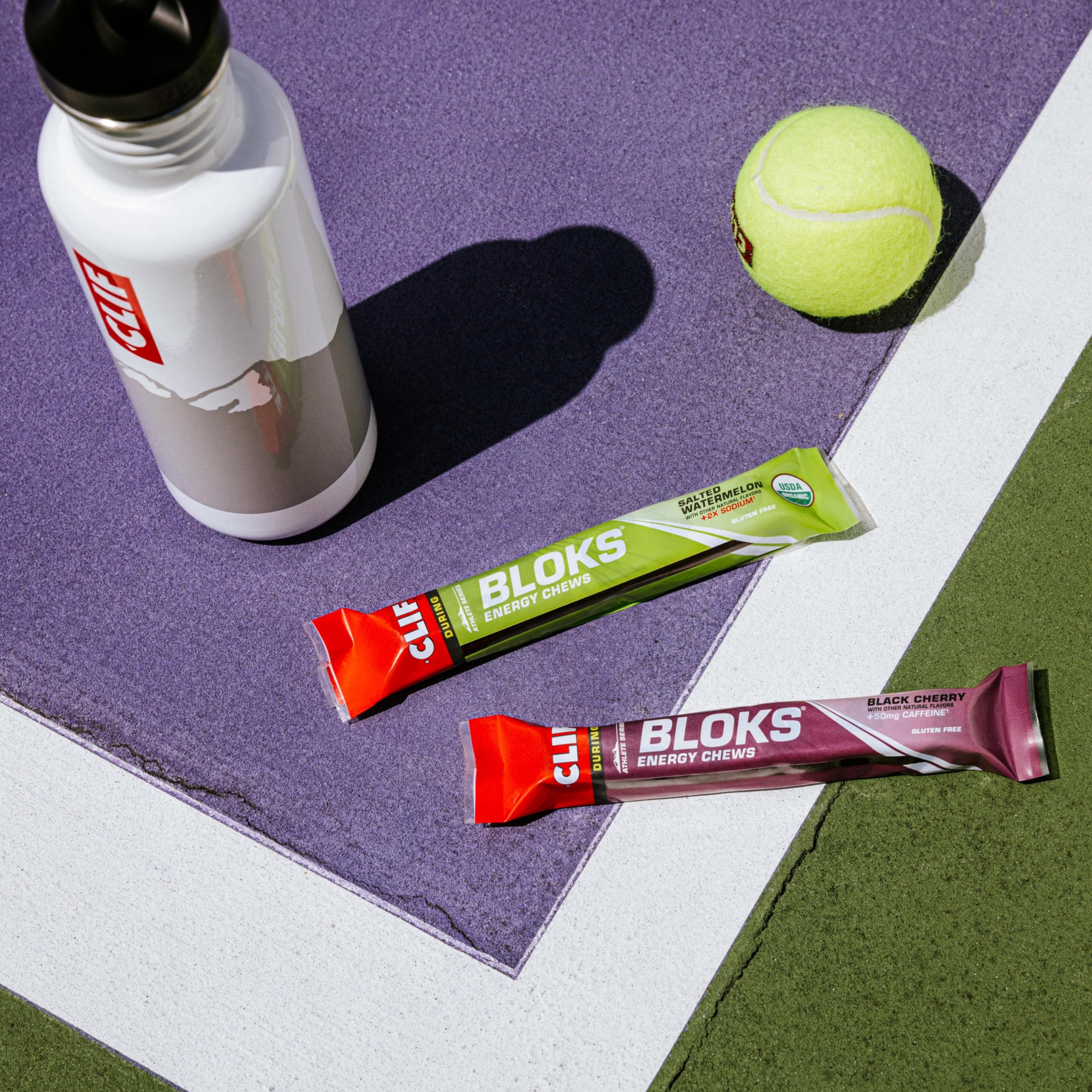 Plant-based, non-GMO ingredients in CLIF BLOKS Black Cherry with caffeine