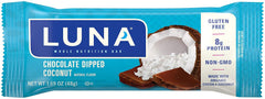 Close-up of CLIF LUNA BAR Chocolate Dipped Coconut texture and coating