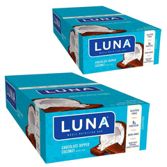 CLIF LUNA BAR Chocolate Dipped Coconut packaging shown for on-the-go snacking