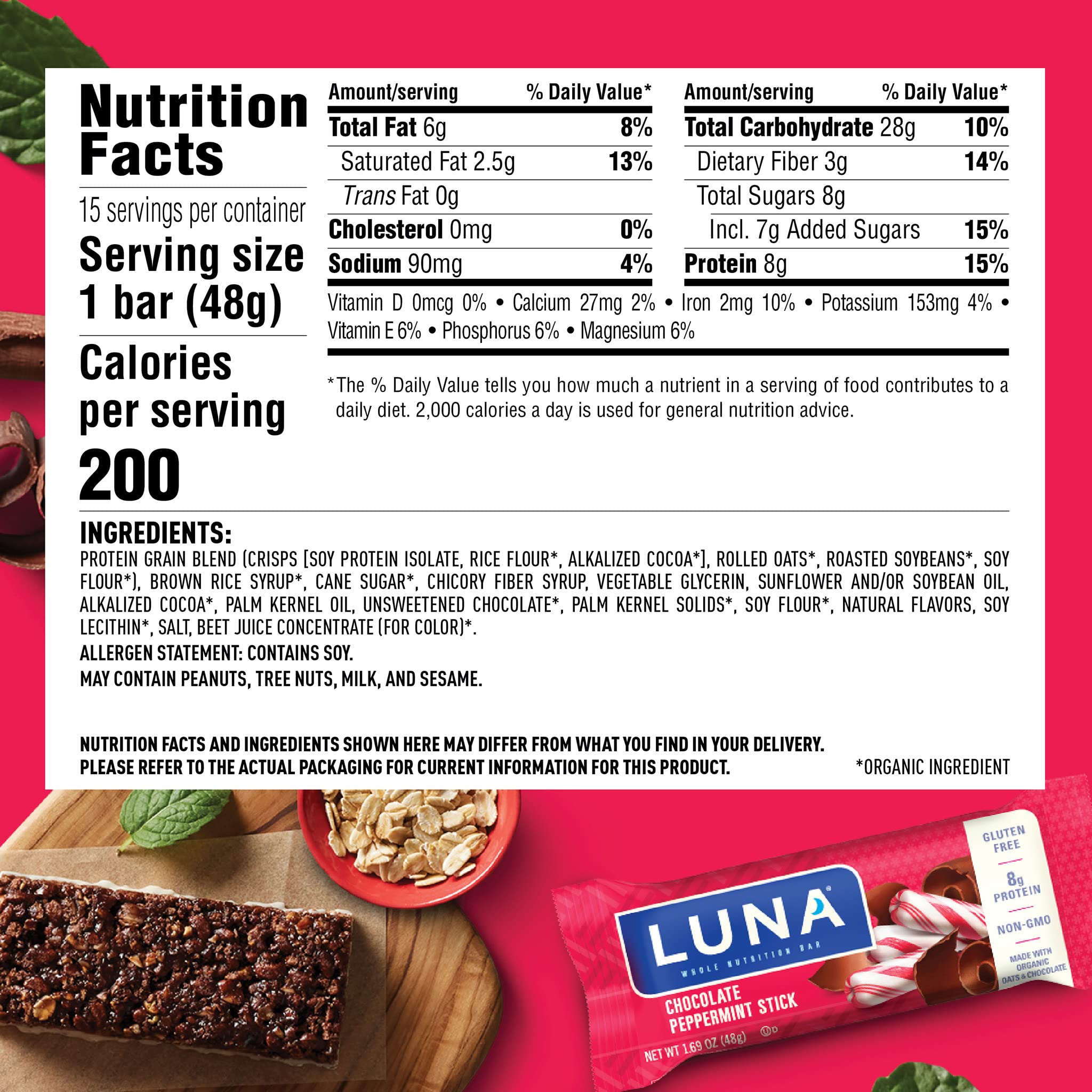 LUNA Bar sits in a gym bag for convenient on-the-go snacking.