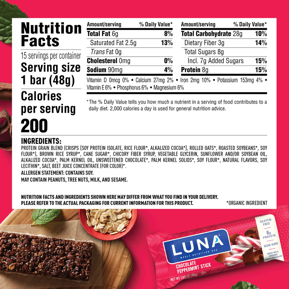 LUNA Bar sits in a gym bag for convenient on-the-go snacking.