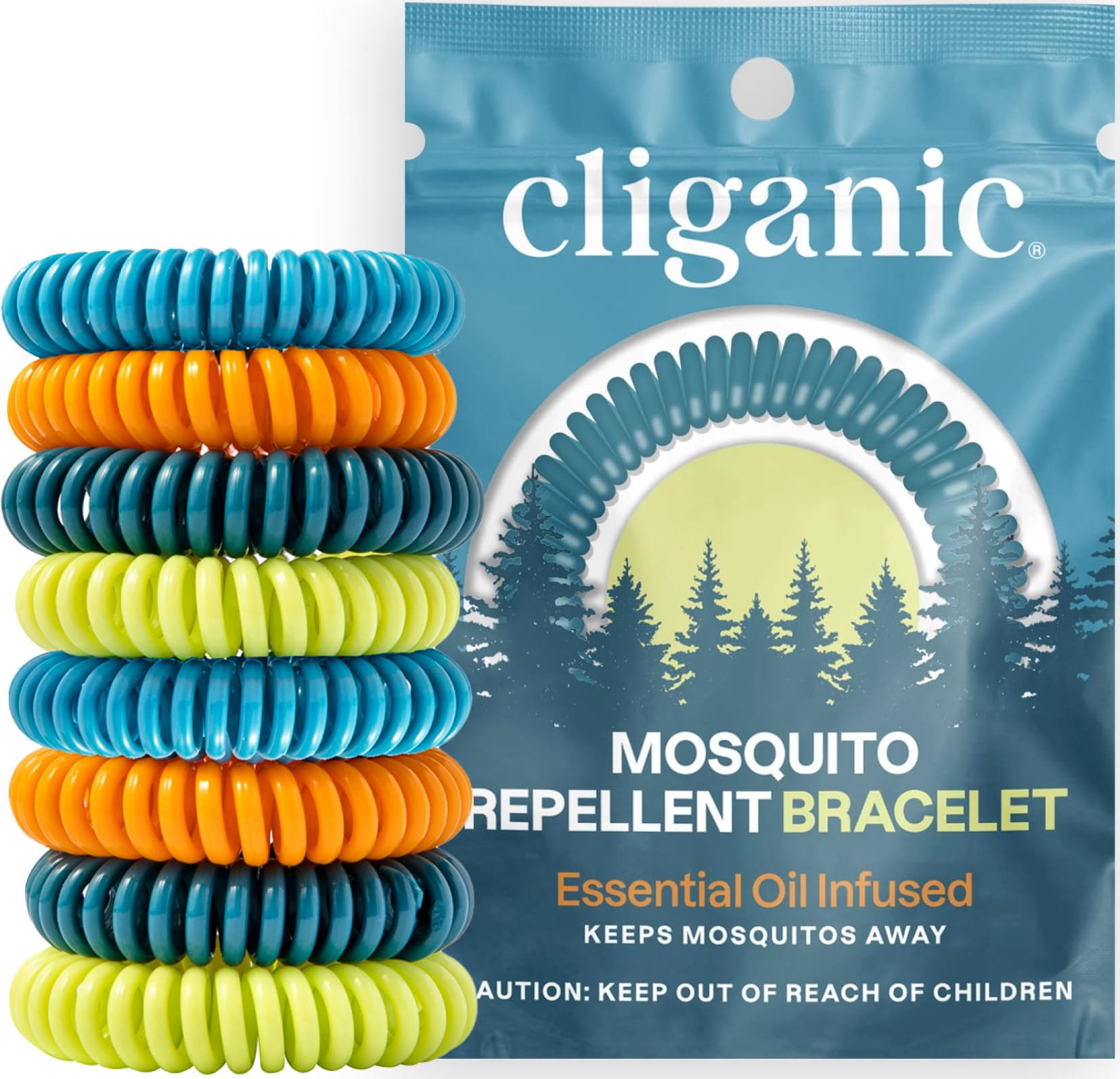Cliganic mosquito bracelet pack of 20 wrapped for easy sharing and outdoor use.