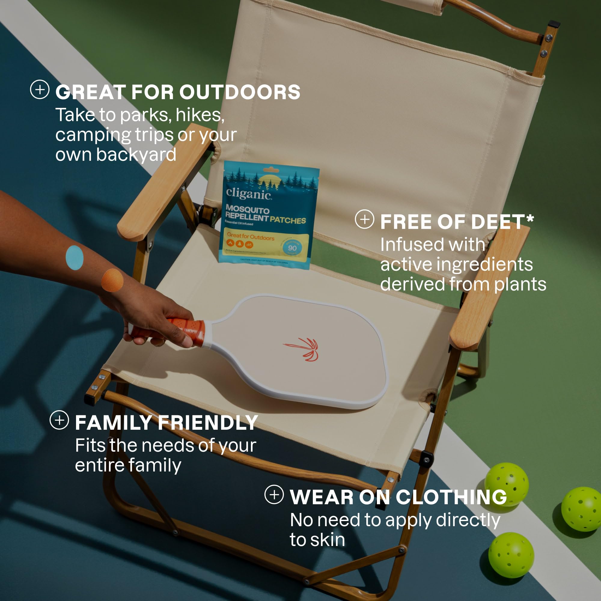 Cliganic mosquito stickers outdoor-use worn during parks or camping trips.