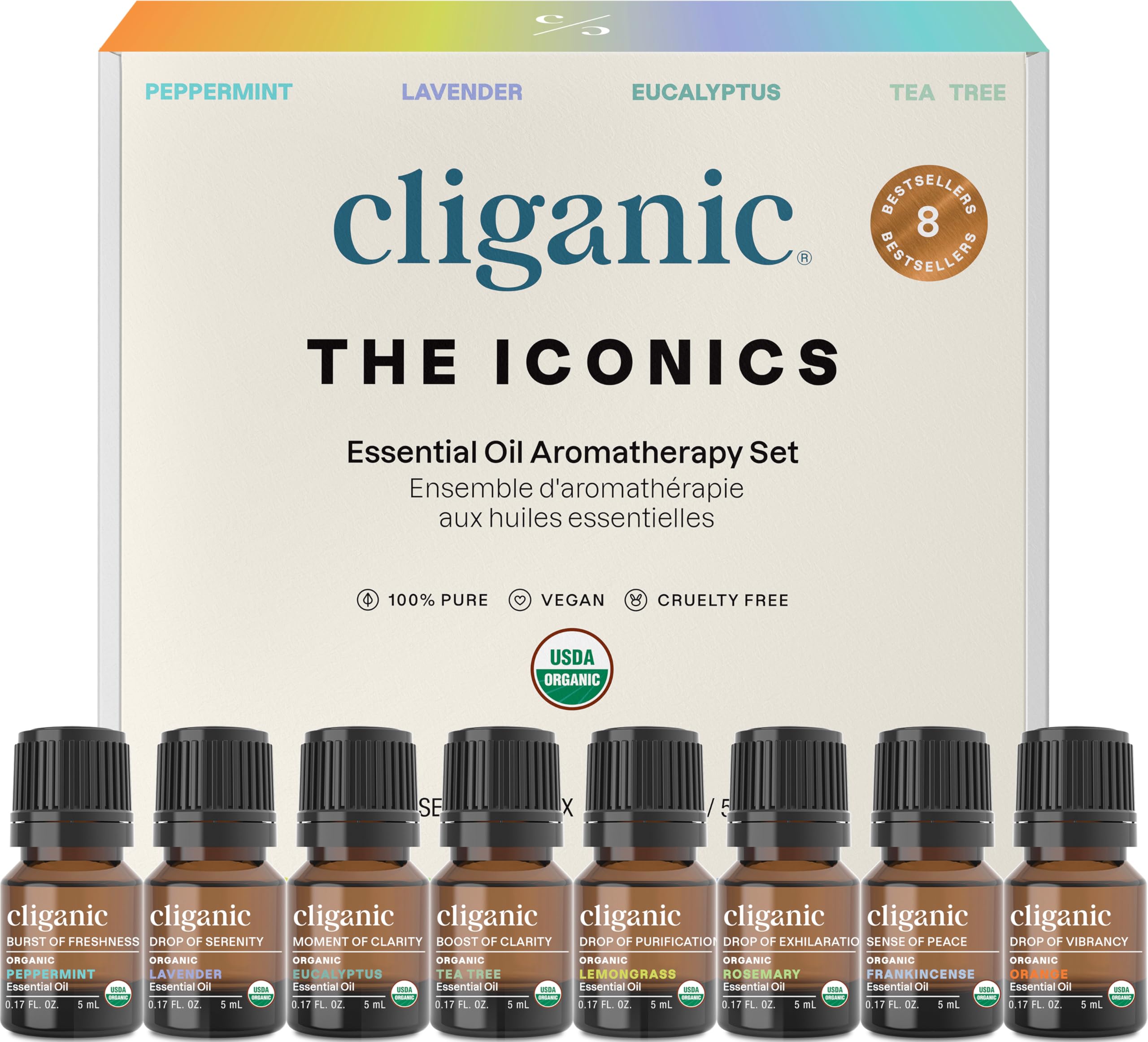 Cliganic peppermint oil bottle showcasing refreshing aroma for routines