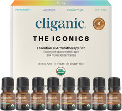 Cliganic peppermint oil bottle showcasing refreshing aroma for routines