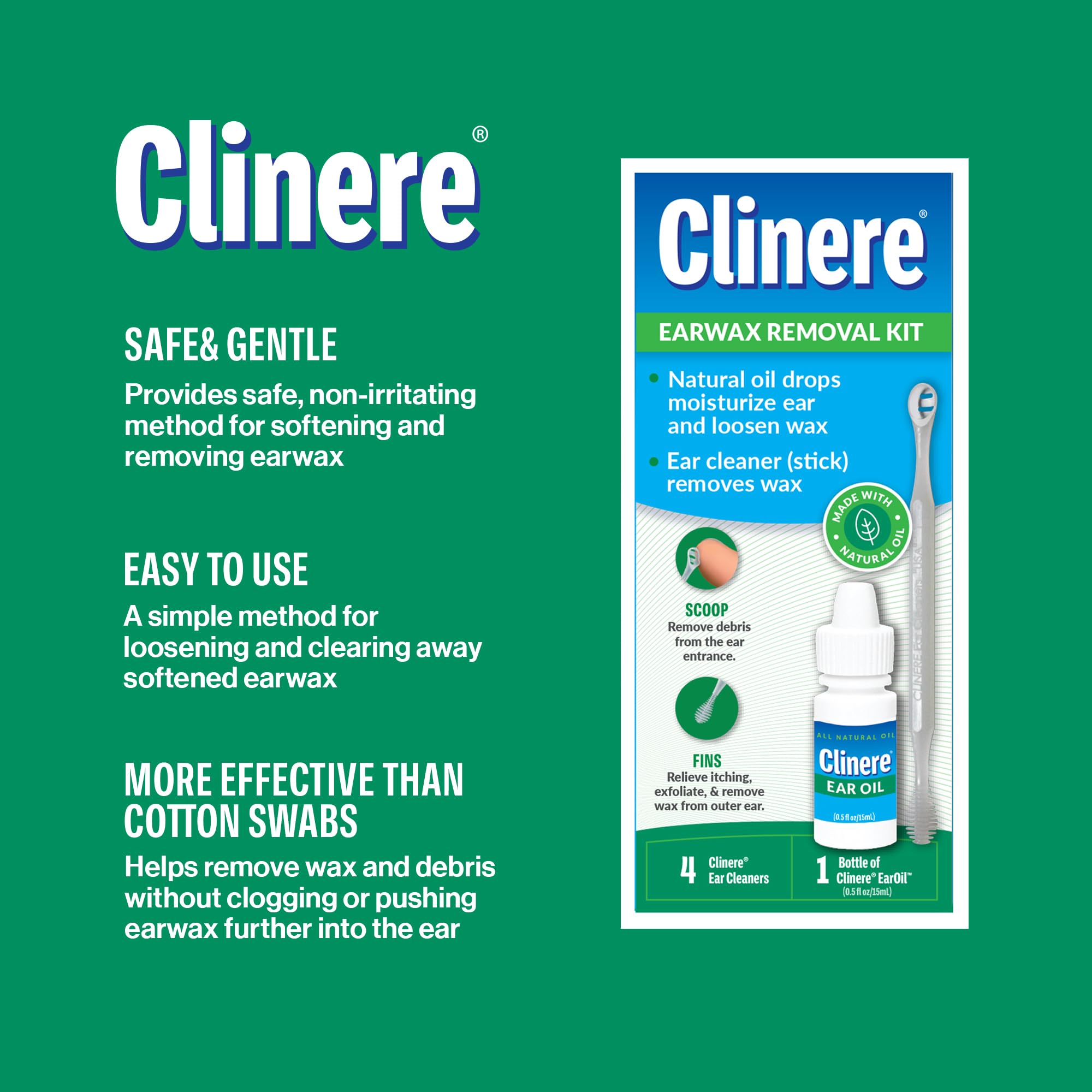 Clinere ear cleaners kit packaging box displayed for at-home use