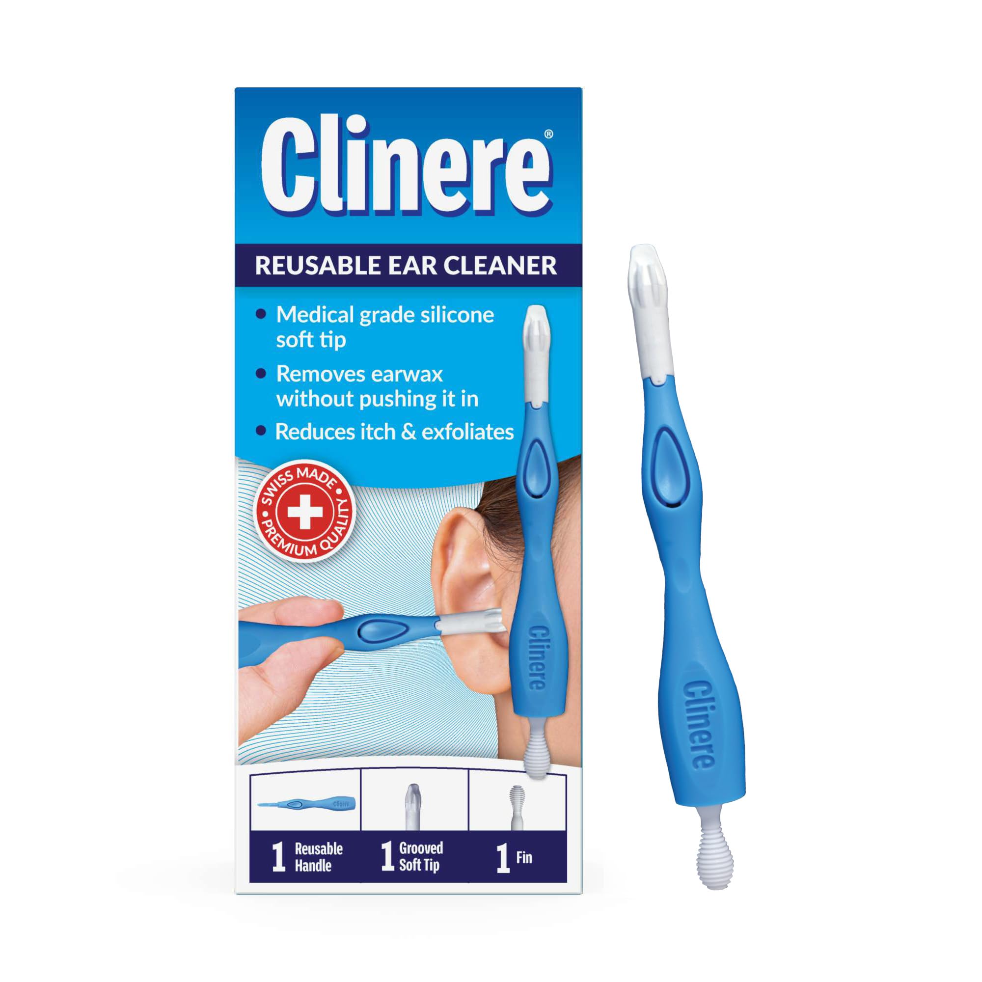 Clinere reusable ear cleaner handle enables safe, controlled ear care.