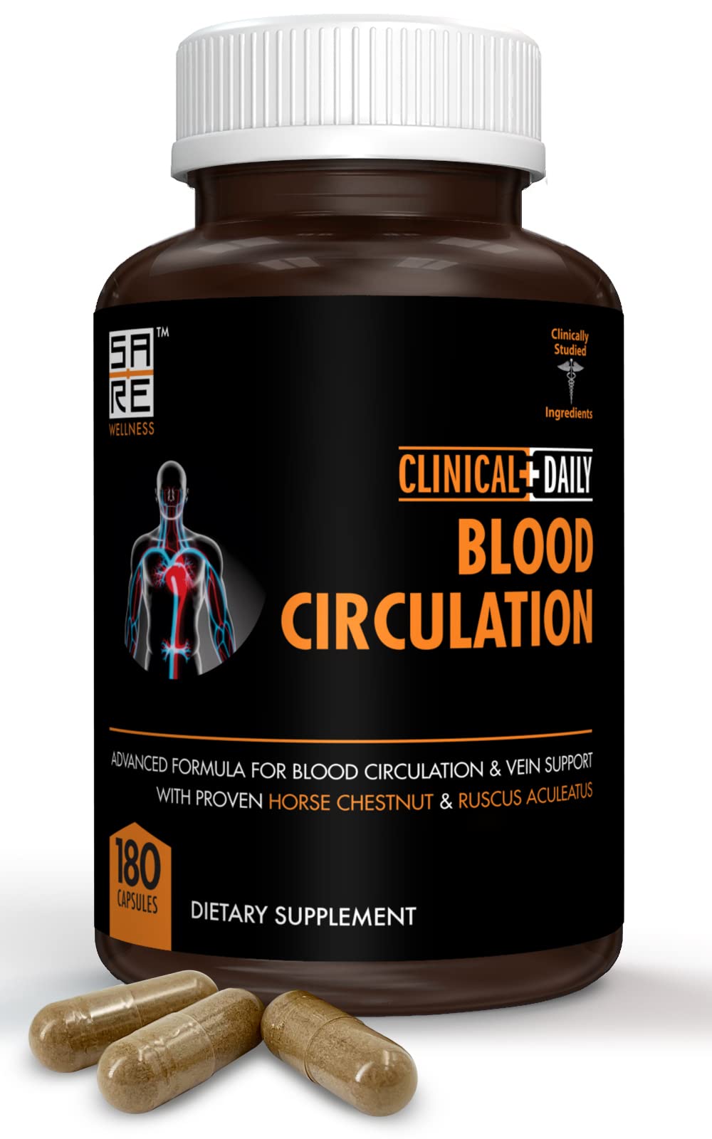 Clinical Daily Blood Circulation bottle with herbal blend supports leg comfort.