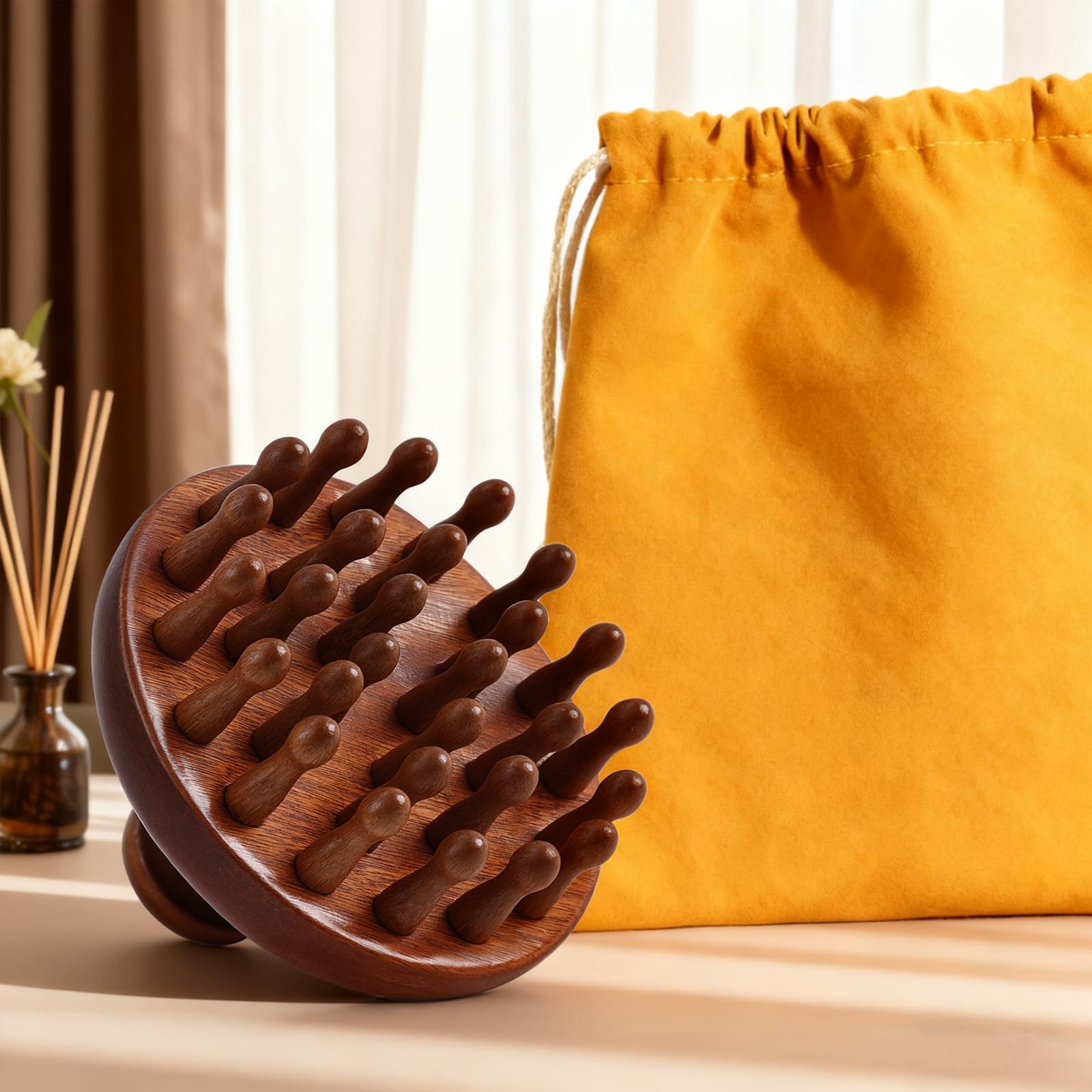 Clofiak hand-polished wooden massager close-up texture.