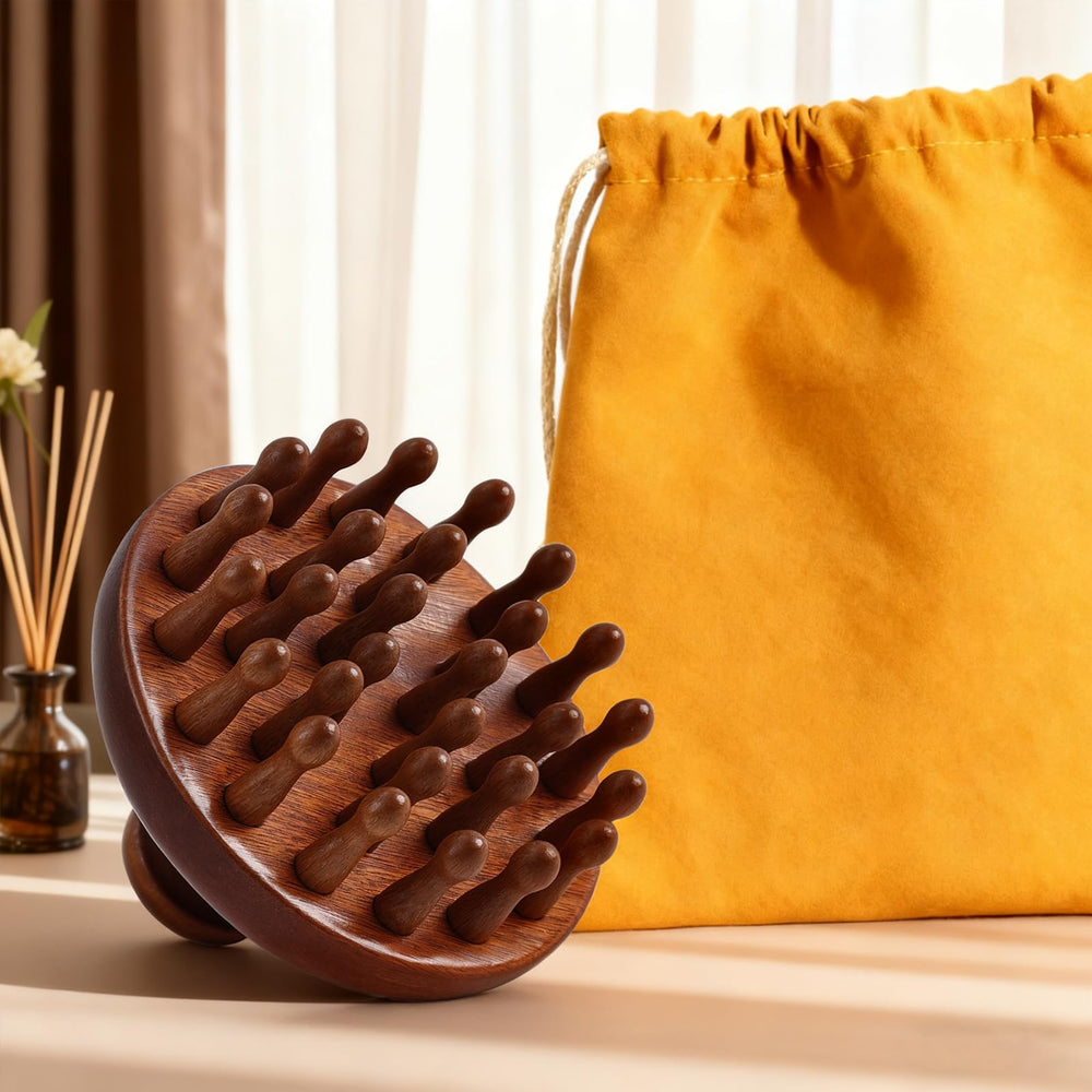 Clofiak hand-polished wooden massager close-up texture.