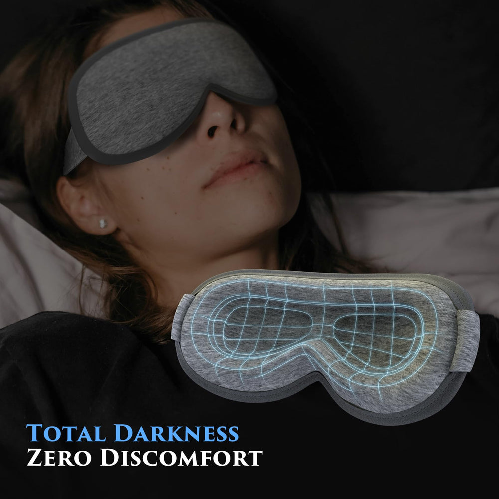 Clomay eye mask with adjustable headband provides secure fit during night and travel.