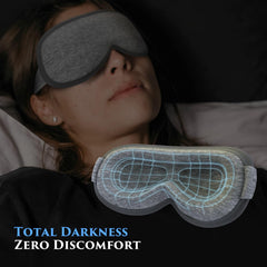 Clomay eye mask with adjustable headband provides secure fit during night and travel.