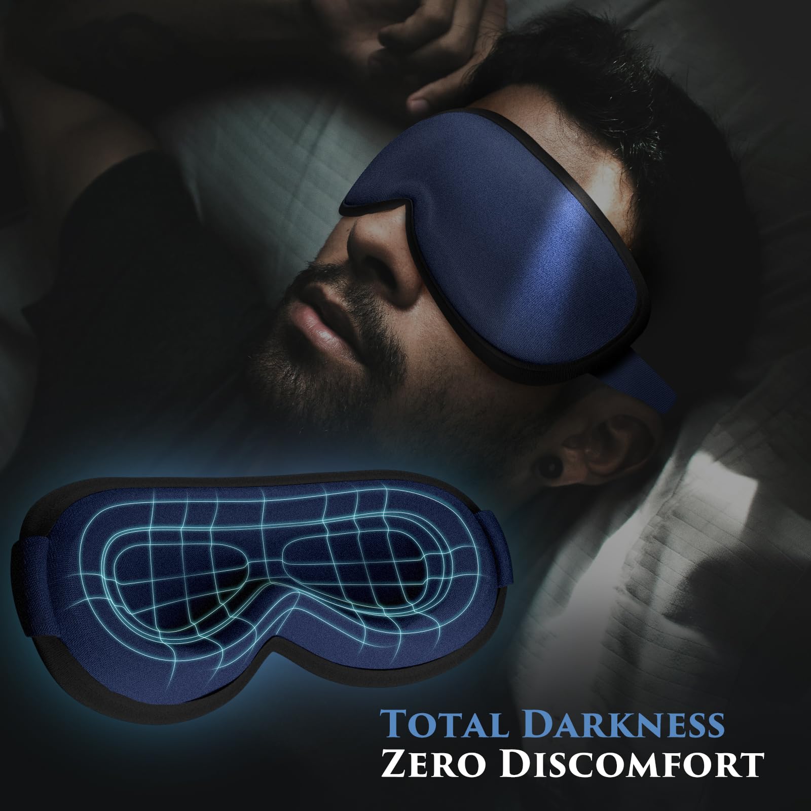 Clomay eye mask with adjustable strap for a secure, personalized fit during travel.