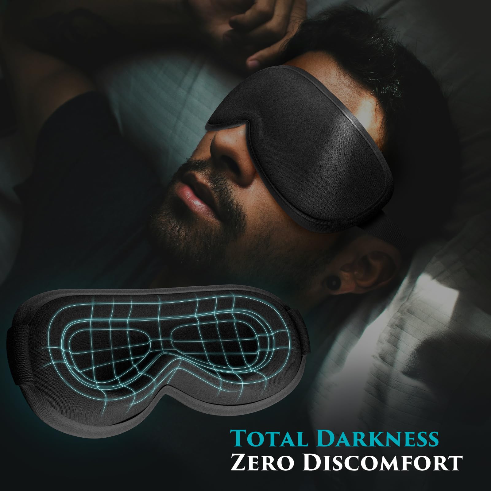 CLOMAY eye mask adjustable strap for a secure fit during travel and restless nights