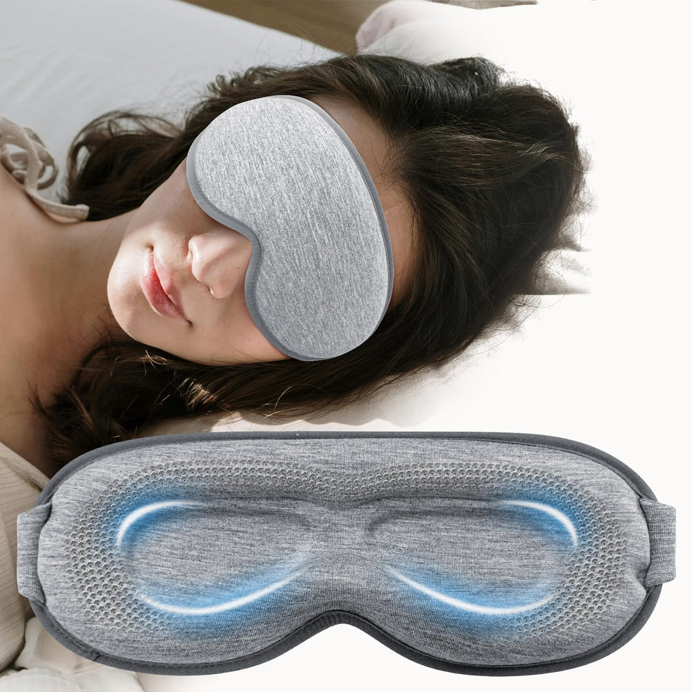 Clomay weighted eye mask cover with 3D contour delivers comfortable darkness for restful sleep.