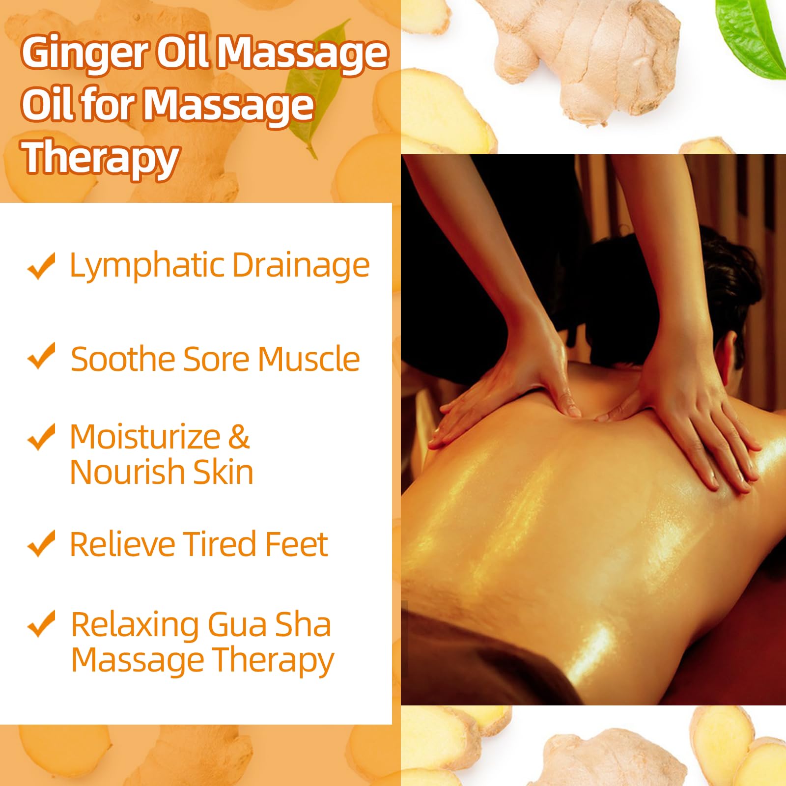 CLOTHES OF SKIN ginger oil on skin during a smooth glide massage