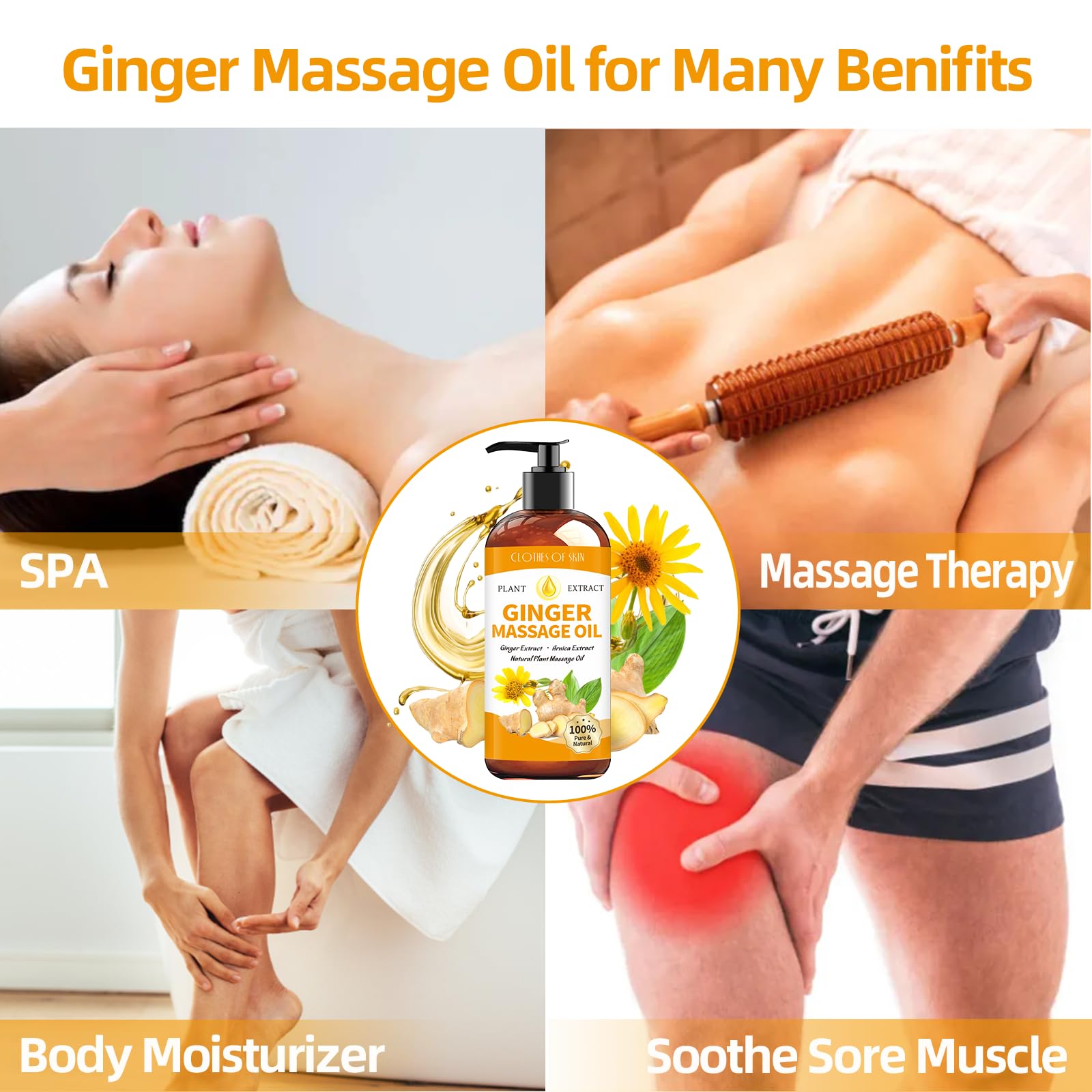 CLOTHES OF SKIN lymphatic drainage use with gua sha and ginger oil