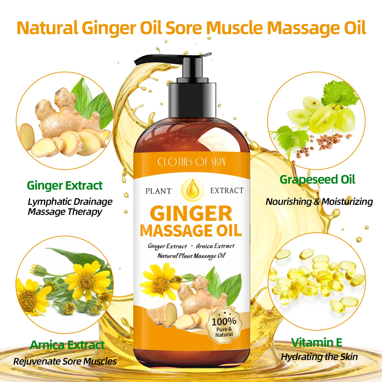 CLOTHES OF SKIN massage therapy hands applying the ginger oil