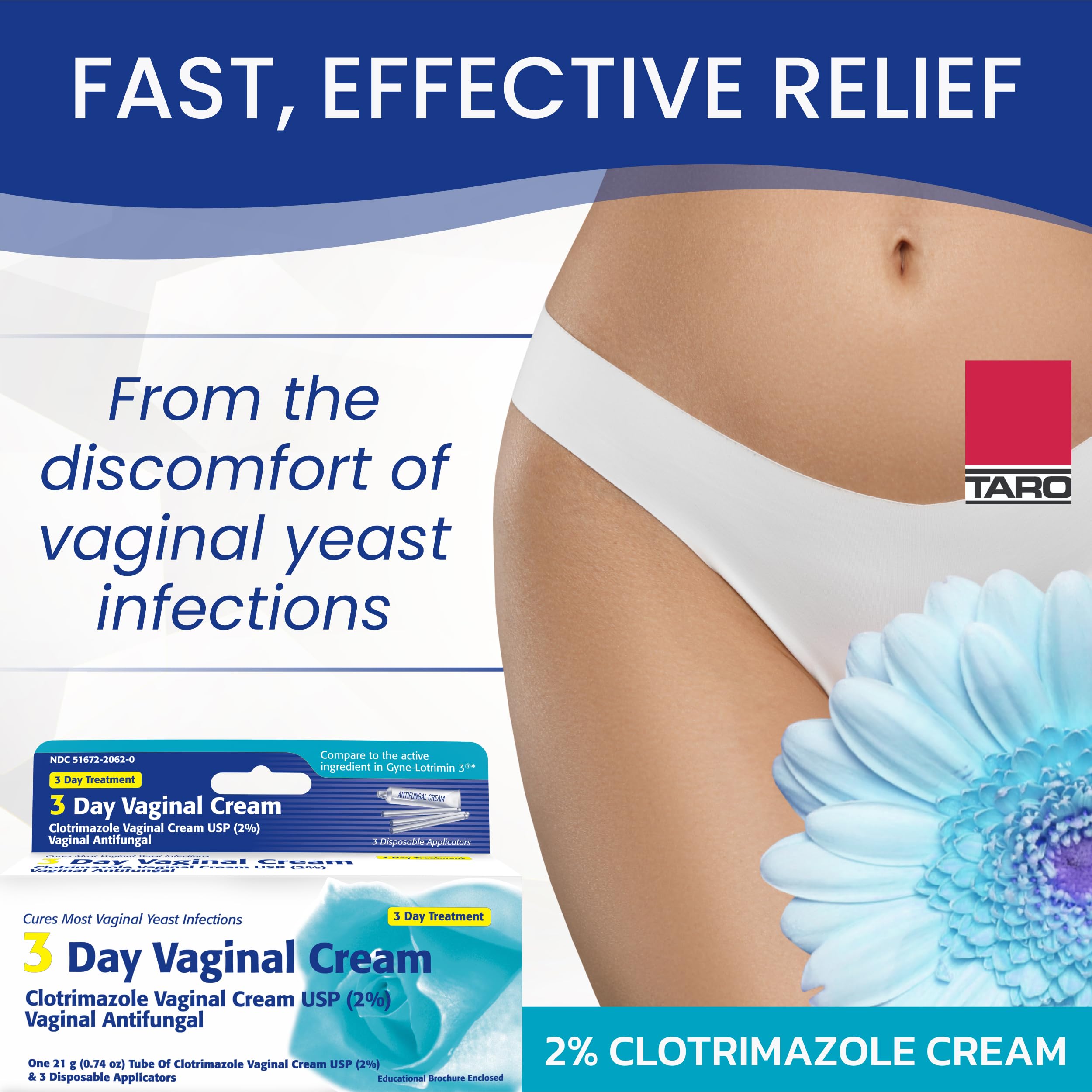 Clotrimazole 3-Day Vaginal Cream tube close-up showing smooth texture.