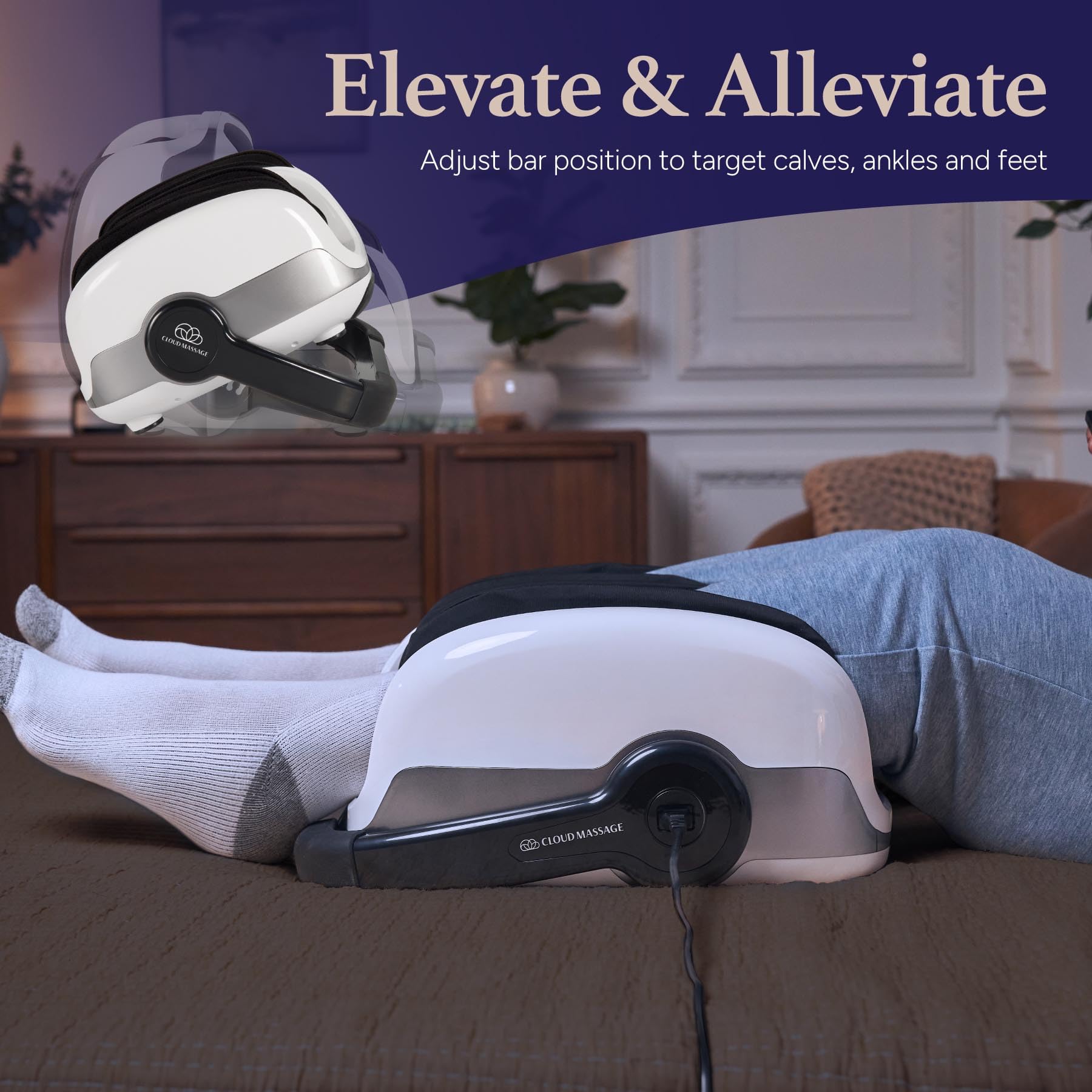 Cloud Massage Shiatsu Foot Massager with Heat in-use scene promoting post-workout relaxation