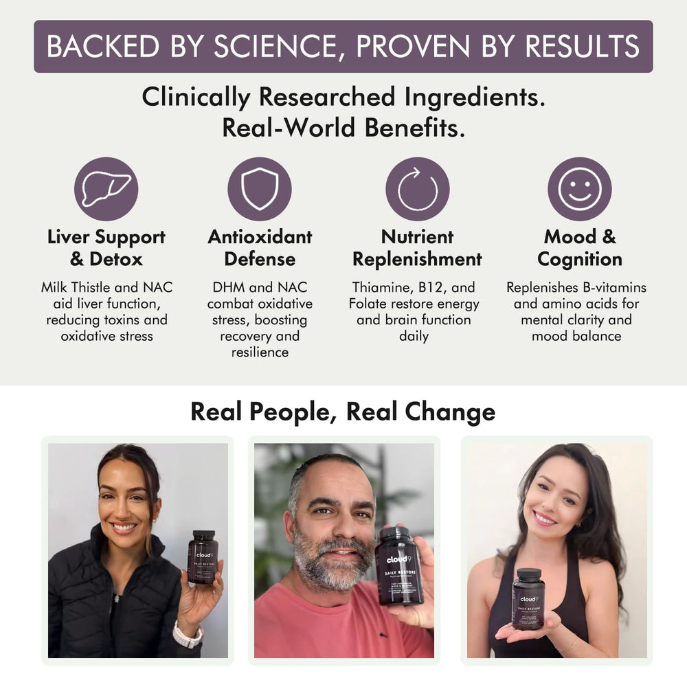 Cloud9 Daily Restore bottle pour demonstrating easy dosing.