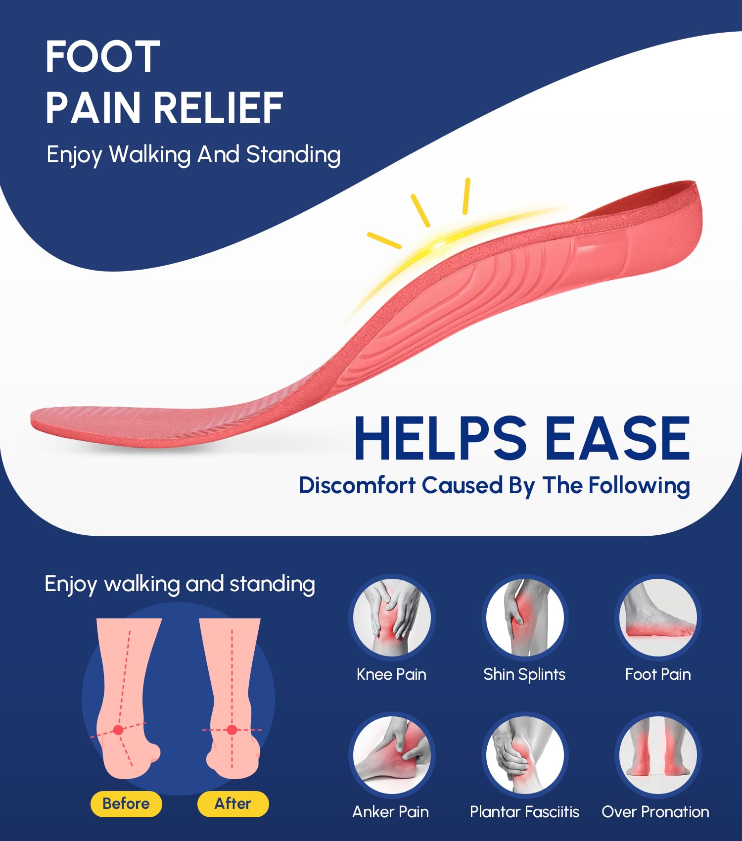 Cloudflo high arch support insole enhances natural stride and stability