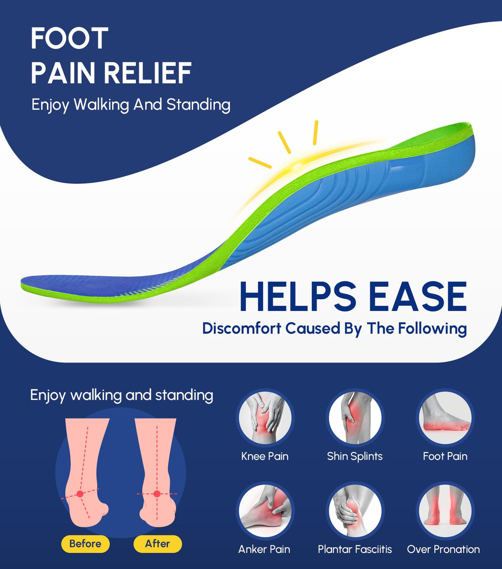 Cloudflo high-arch support insoles close-up highlights cushioning and arch reinforcement.