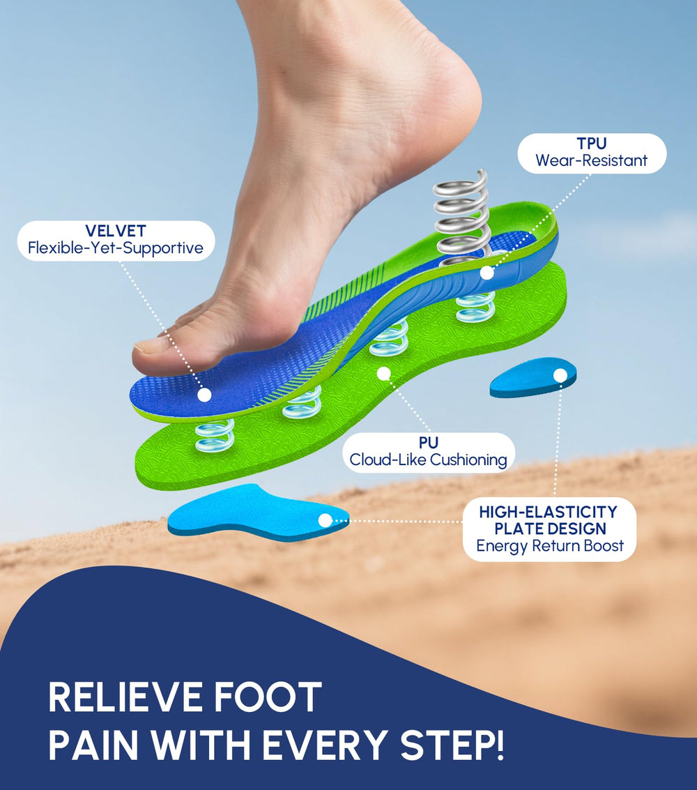 Cloudflo orthotic insoles foam cushioning emphasizes impact absorption and comfort.