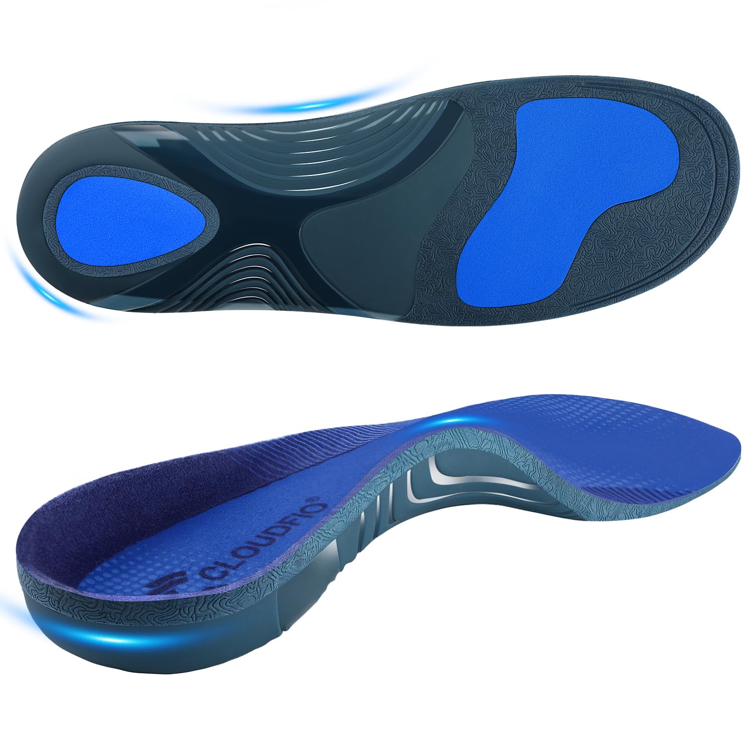 Cloudflo plantar fasciitis insole front view offers steady arch support for daily wear.