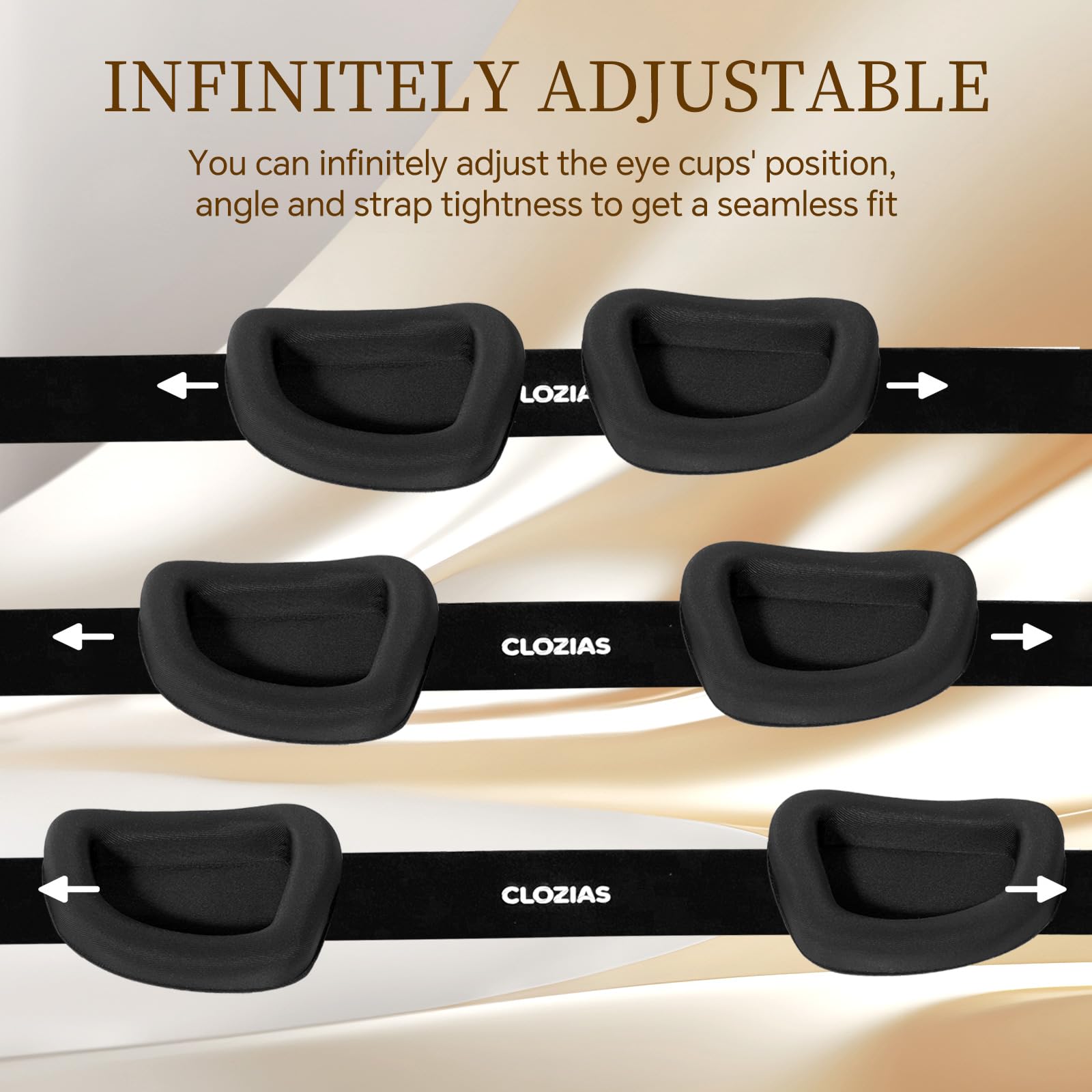 CLOZIAS deep eye socket ergonomic sleep mask design allows eye movement