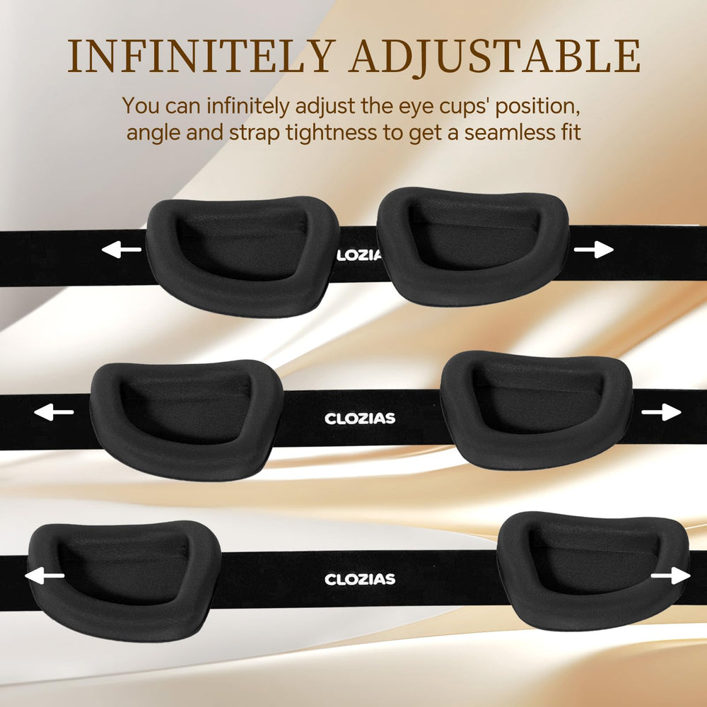 CLOZIAS deep eye socket ergonomic sleep mask design allows eye movement