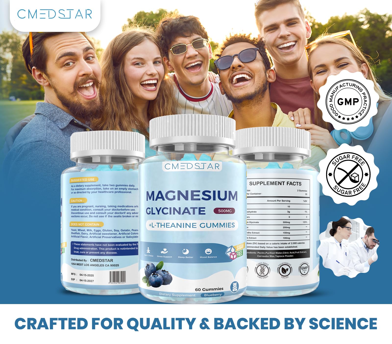 CMEDSTAR magnesium glycinate gummies for adults and kids promote simple daily use.