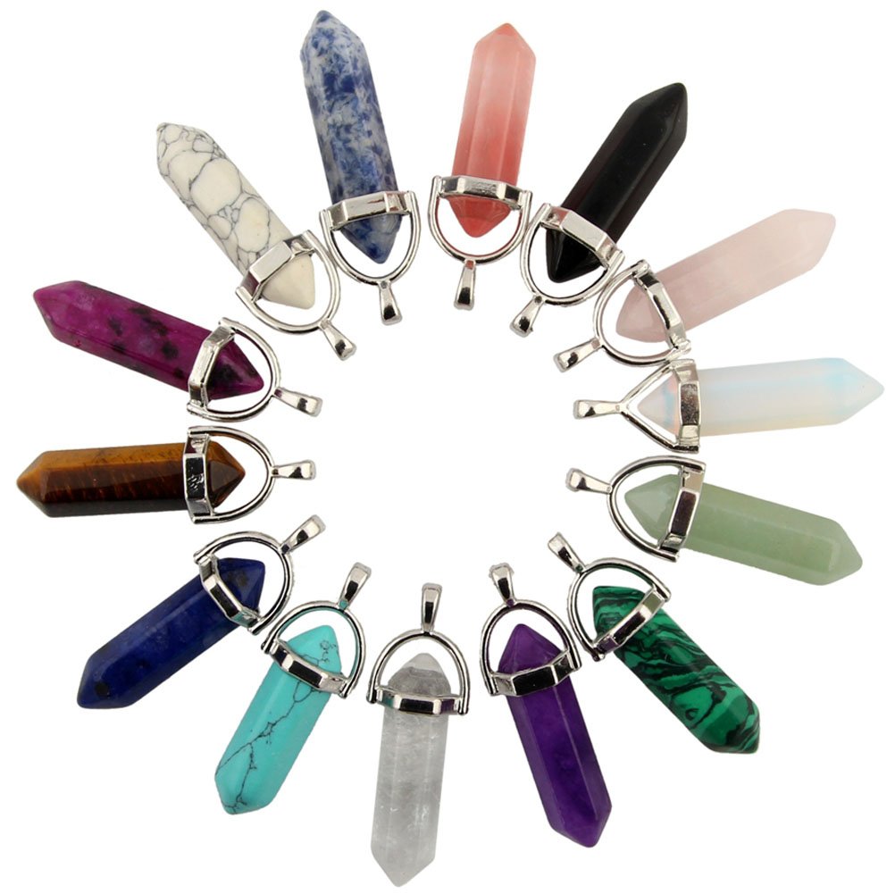 CMIDY Mutilcolor hexagonal bullet pendant for chakra necklace projects
