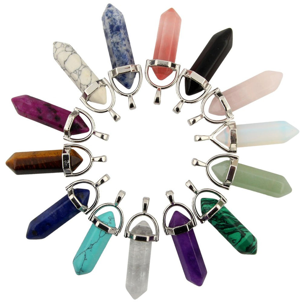 CMIDY Mutilcolor hexagonal bullet pendant for chakra necklace projects