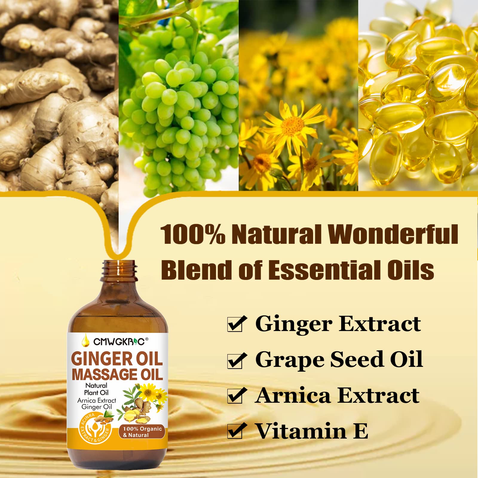 CMWGKBC lymphatic drainage ginger oil for gentle circulation support.