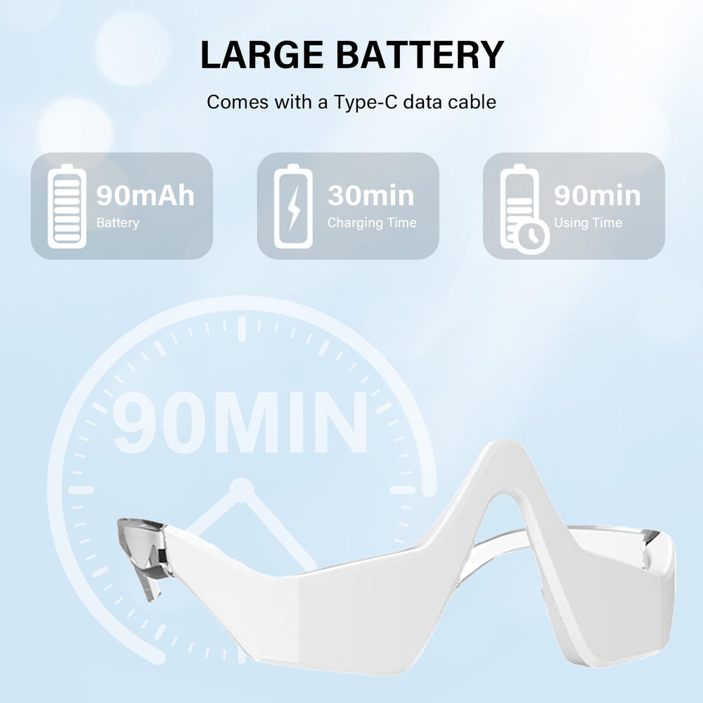 CNBHEABY eye massage mode glasses promote relaxation and circulation around the orbital area.