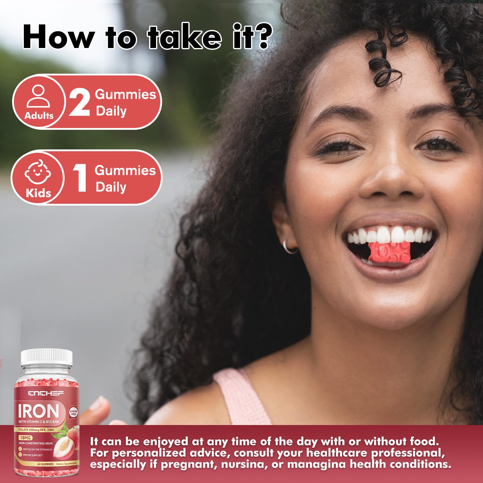 On-the-go CNCHEF Iron Gummies pack ideal for travel and busy days.