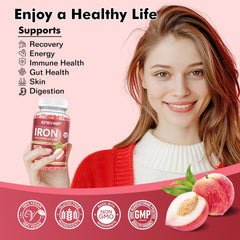 Close-up of CNCHEF Iron Gummies in peach flavor for tasty iron intake.